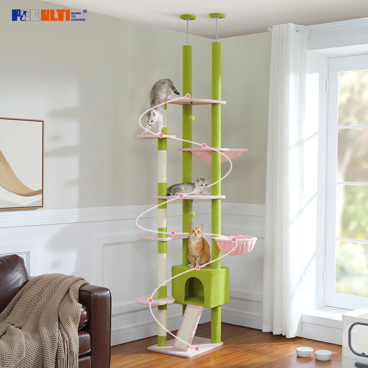 Cactus Floor-to-Ceiling Cat Tower — product view 4