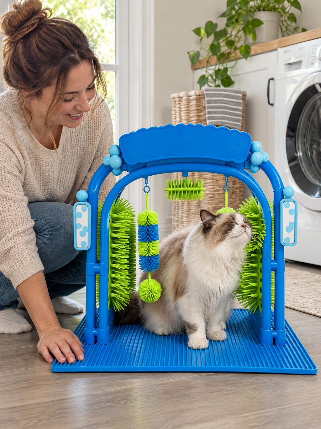Lifestyle illustration: PurrClean™ Cat Grooming Station